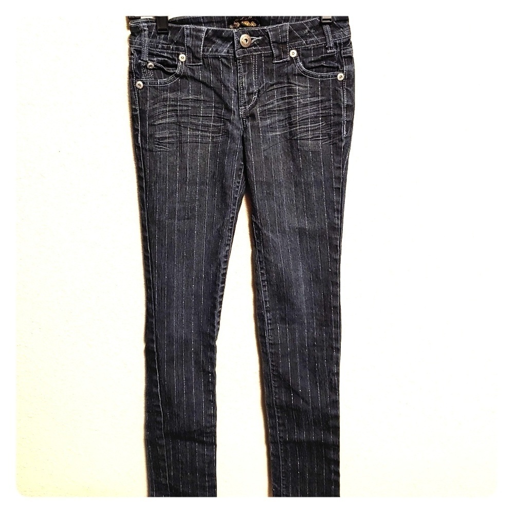 Metallic Striped Skinny Jeans